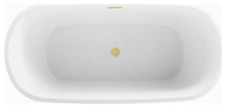 Charlie 59" Soaking Bathtub, Glossy White With Brushed Gold Trim