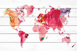 "Floral Map" Painting Print on White Wood