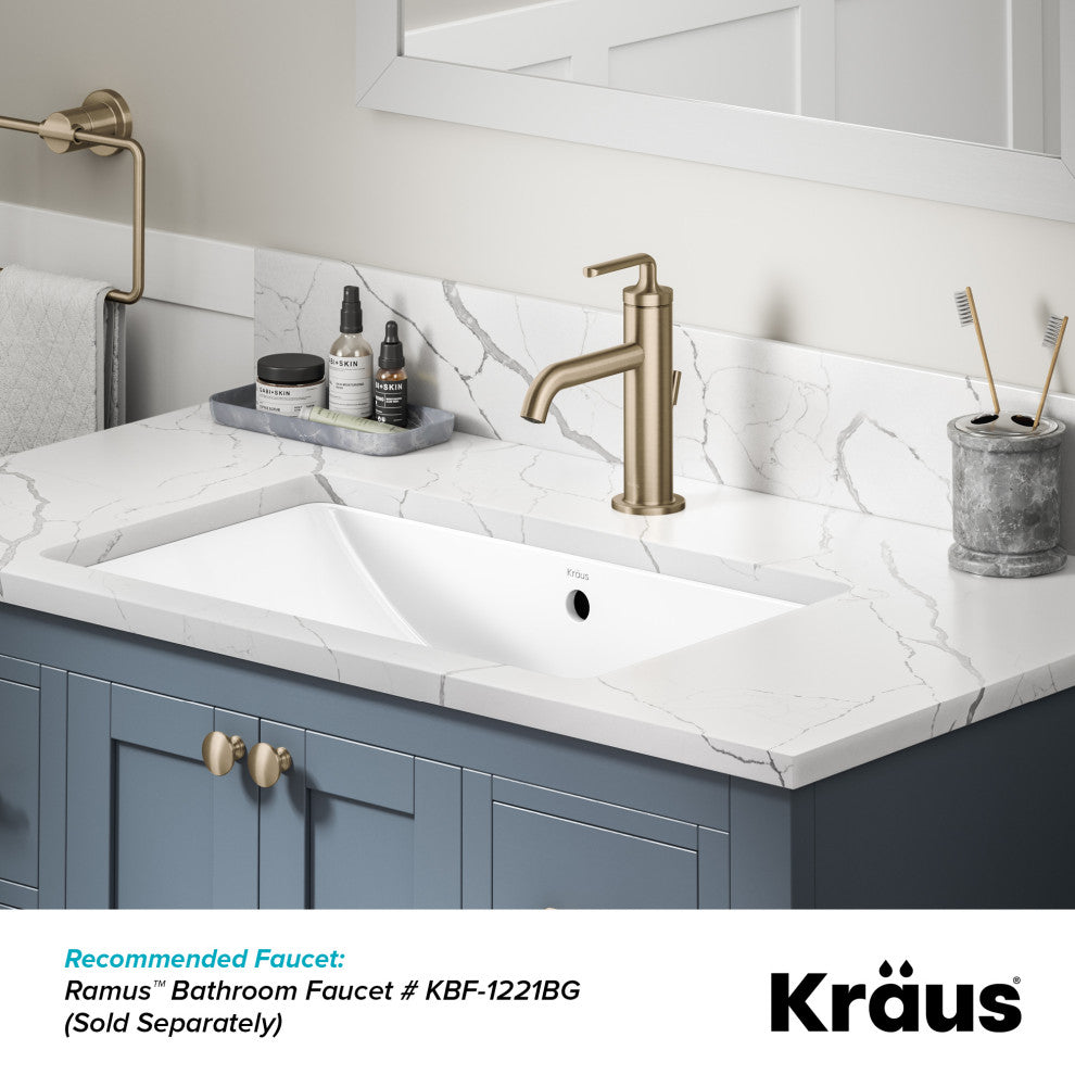 KRAUS Elavo 23 in. Rectangular Porcelain Ceramic Undermount Bathroom Sink