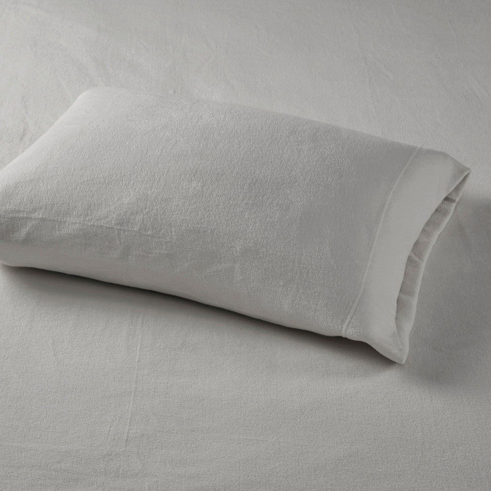 True North by Sleep Philosophy Knitted Micro Fleece Solid Sheet Set, Gray, Twin