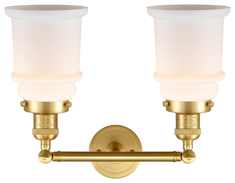 Canton 2 Light Bath Vanity Light, Satin Gold, Matte White
