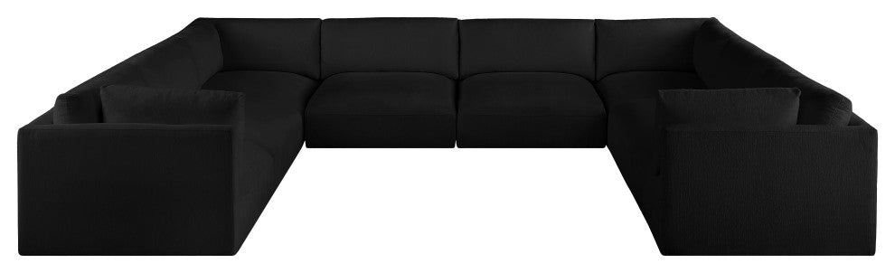 Ease Polyester Upholstered U-Shaped Modular Sectional, Black, 8 Piece: 4 Corner, 4 Armless