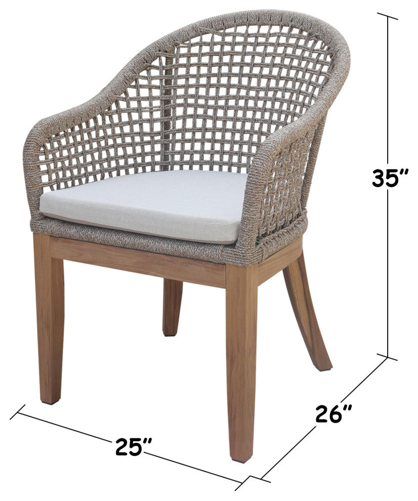 Set of Two Outdoor Teak Patio Dining Chair with Cushions