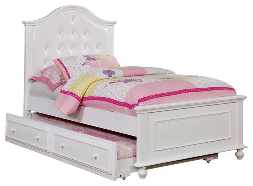 Furniture of America Noell Traditional Solid Wood Trundle Unit in White