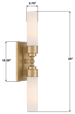 Crystorama Lighting Group WLX-302 Wilcox 2 Light 25" Tall LED - Polished Nickel