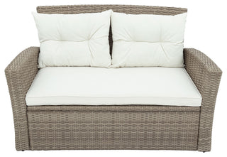 Gewnee Outdoor Conversation Set All Weather Wicker Sectional Sofa, Beige