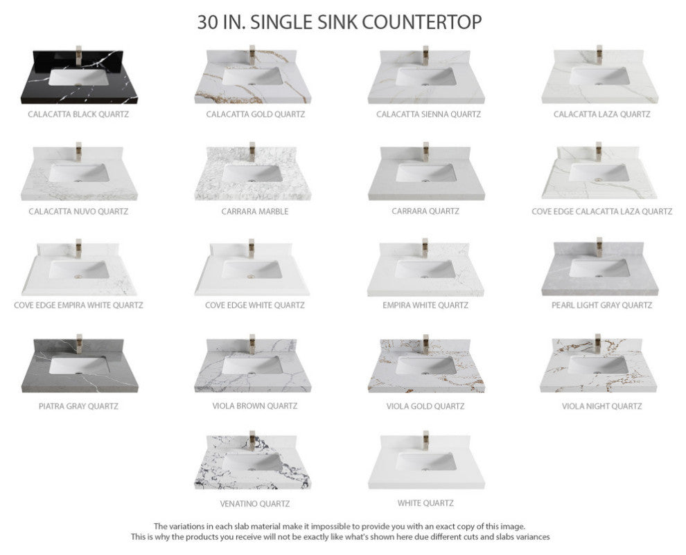 Aberdeen 30 Single Sink Bath Vanity in Hale Navy Blue  2" Calacatta Black