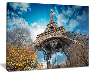 "Paris Eiffel Tower and Blue Paris Sky View" Cityscape Art, 20"x12"