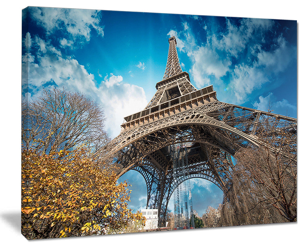 "Paris Eiffel Tower and Blue Paris Sky View" Cityscape Art, 20"x12"