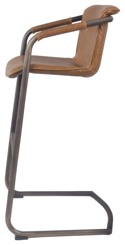 Indy Stool, Set of 2, Antique Cigar Brown, Bar Stool, Faux Leather