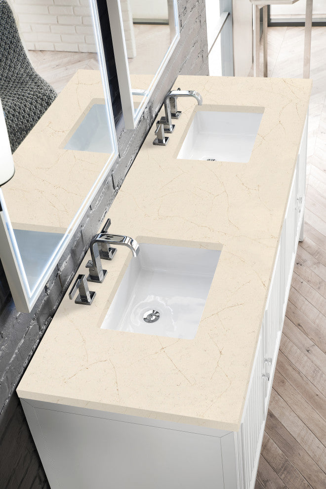 Athens 72" Double Vanity, Glossy White, Eternal Marfil Top