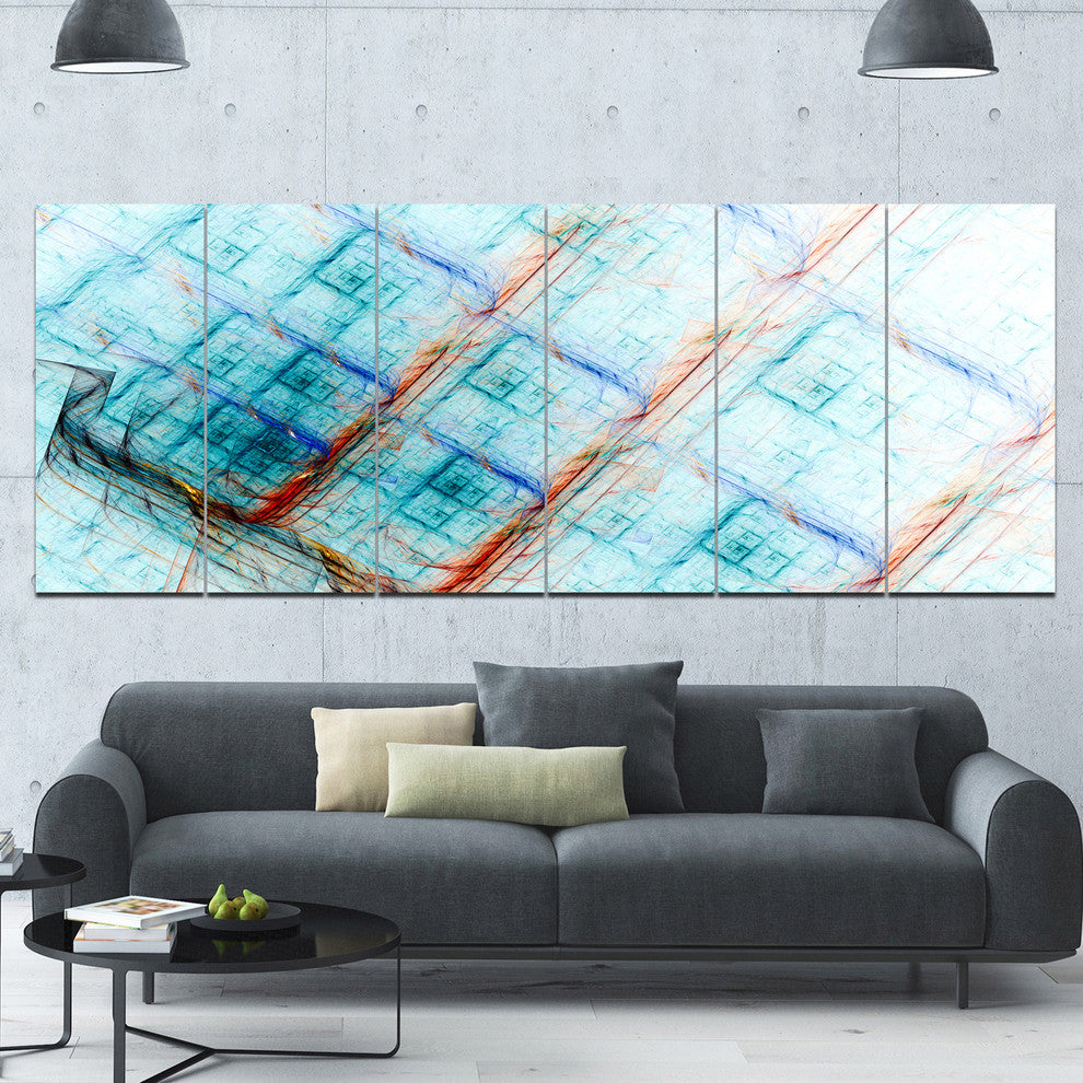 Light Blue Metal Grill, Abstract Art on Canvas, 70"x28", 6 Panels