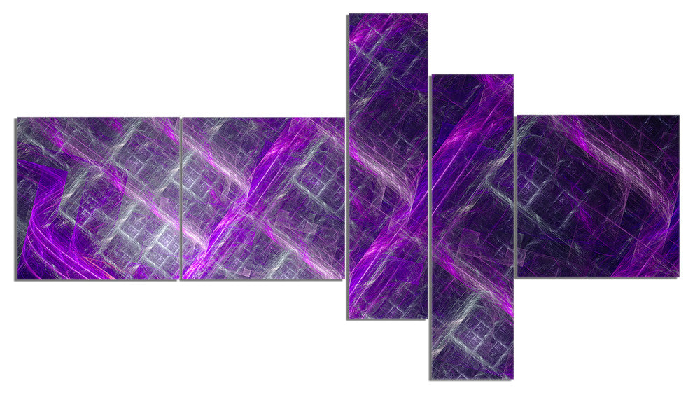 Purple Abstract Metal Grill, Abstract Art on Canvas, 60"x32", 5 panels