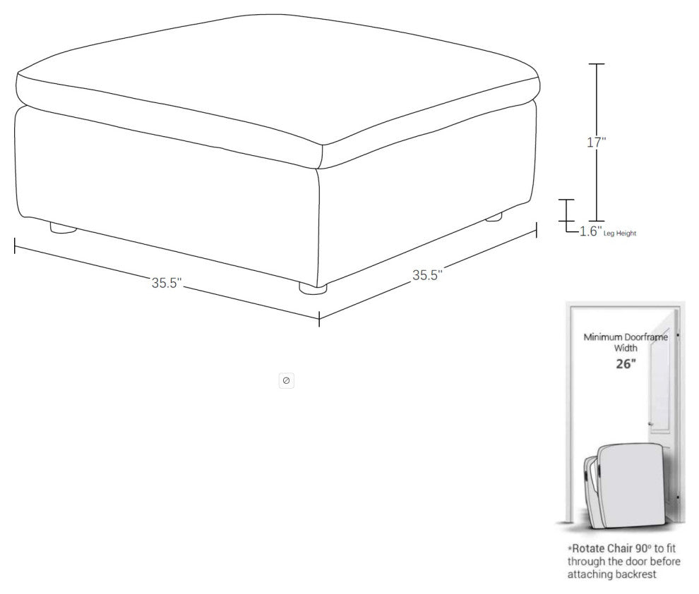 Dante Ottoman Upholstered, Genuine Belfast Fabric