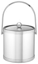 Kraftware Mylar Brushed Brass Ice Bucket with Metal Lid, 3 qt., Brushed Chrome