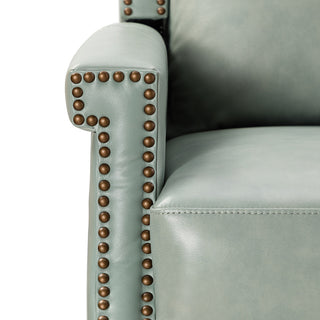 Genuine Leather Swivel Rocker Recliner, Sage