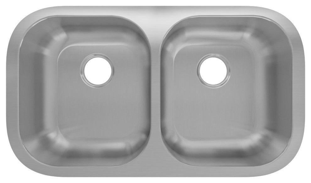 Sinber 32" Undermount Double Bowl 304 Stainless Steel Kitchen Sink