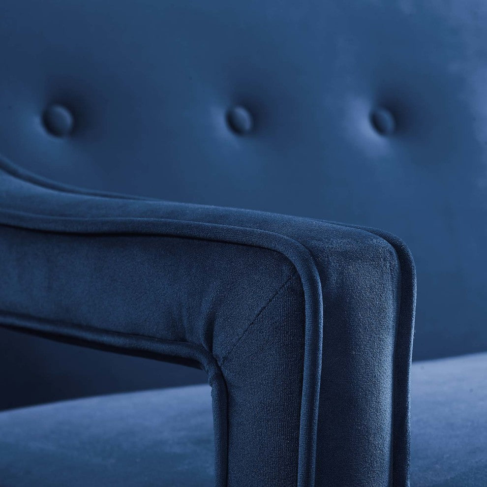 Concur Button Tufted Upholstered Velvet Sofa, Navy