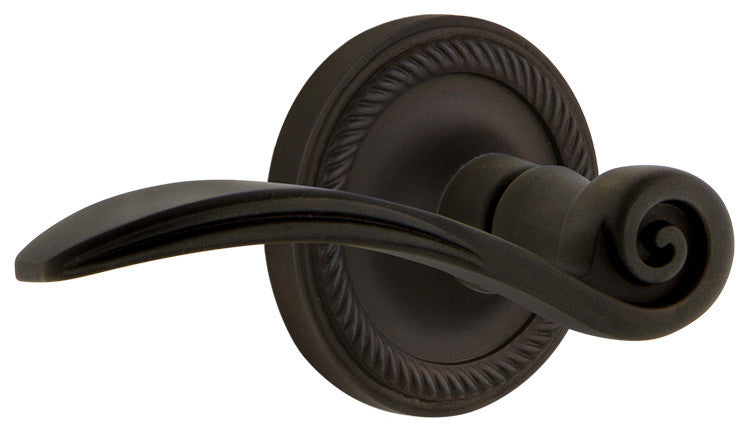 Rope Rose With Swan Lever, Oil-Rubbed Bronze, Passage, Right-Handed