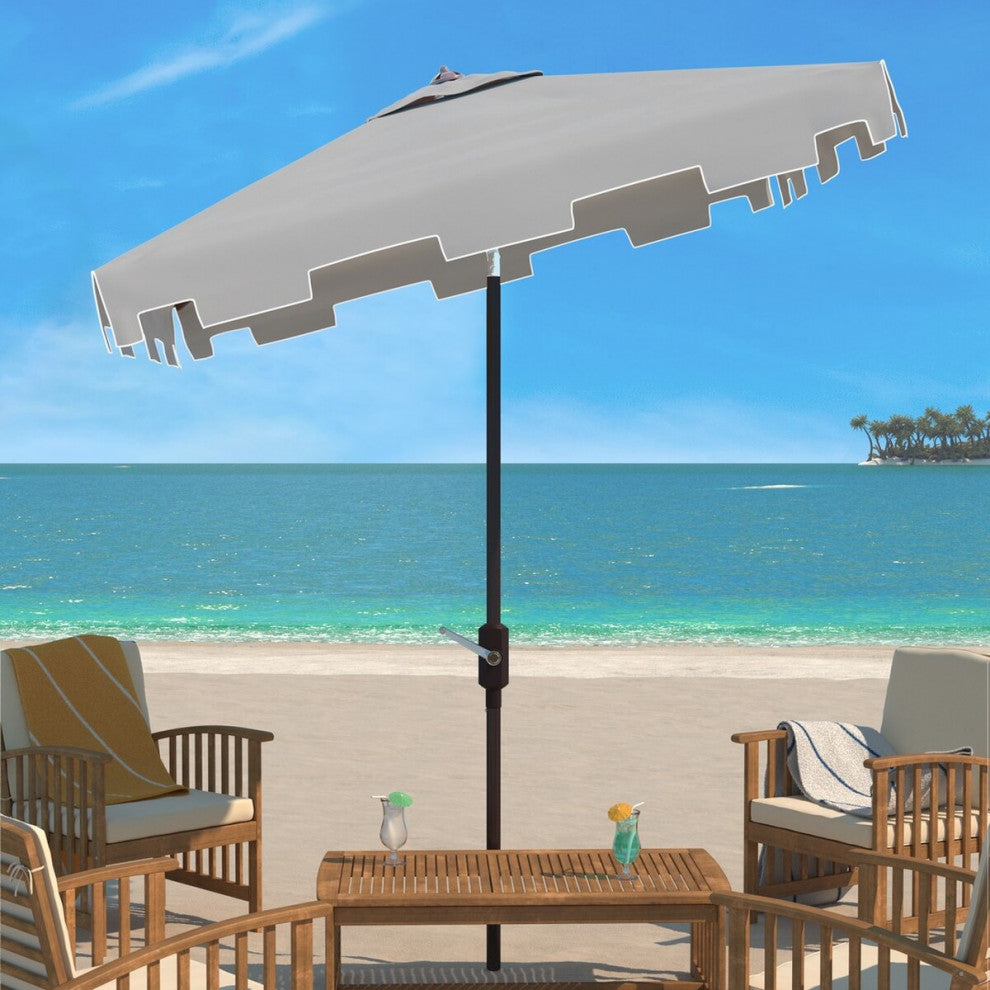 Safavieh Zimmerman 7.5' Square Market Umbrella, Grey / White