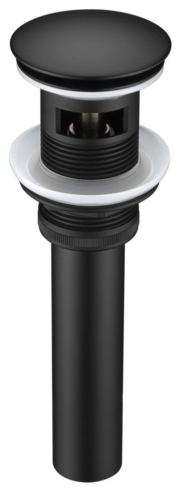 1-5/8" Push Pop-Up Drain Stopper With Overflow for Sink, Matte Black
