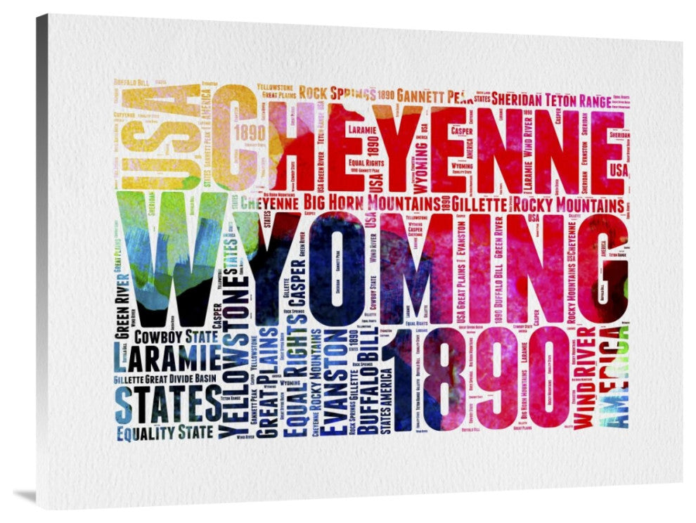 "Wyoming Watercolor Word Cloud" Fine Art Print