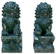 Pair Chinese Green Stone Fengshui Fortune Foo Dog Lion Display Figures Hws1642
