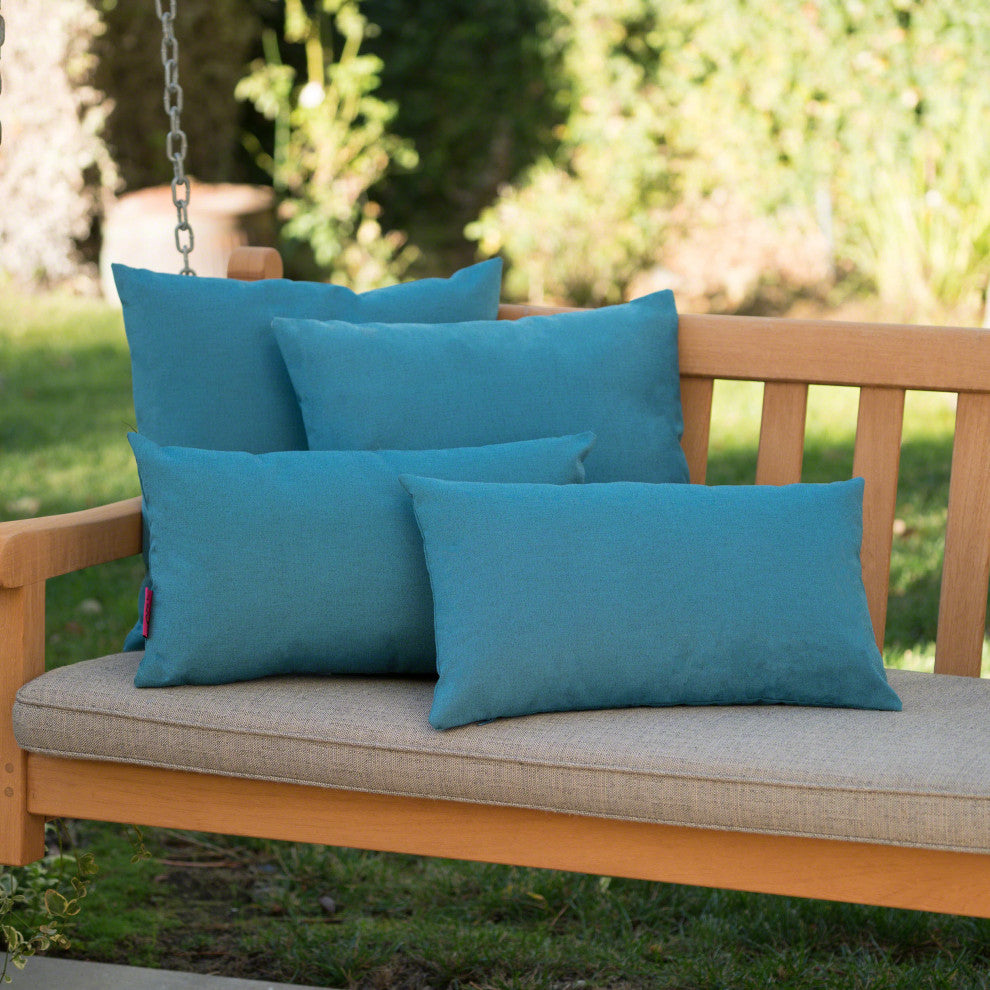 GDF Studio 4-Piece Coronado Outdoor Water Resistant Throw Pillows Set, Teal
