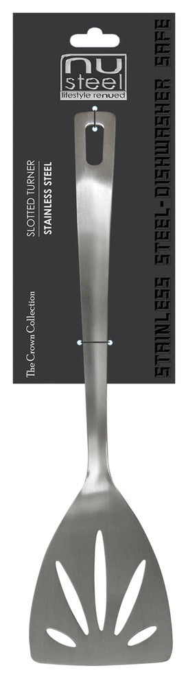 nu steel The Crown Collection, 1.8mm Thickness 13" Length Slotted Turner,Brushed