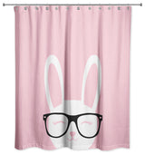 Happy Bunny with Glasses 71x74 Shower Curtain
