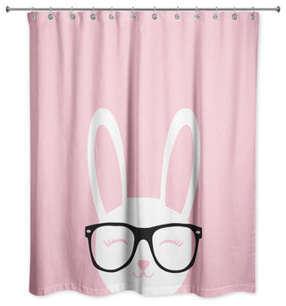 Happy Bunny with Glasses 71x74 Shower Curtain