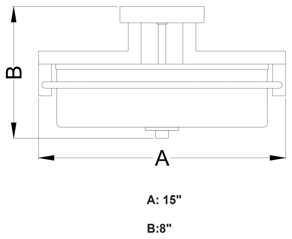 Vaxcel Addison 15" Semi Flush Mount, Satin Nickel