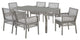 Modern Outdoor Dining Chair Armchair and Table Set, Rattan Fabric, Gray White