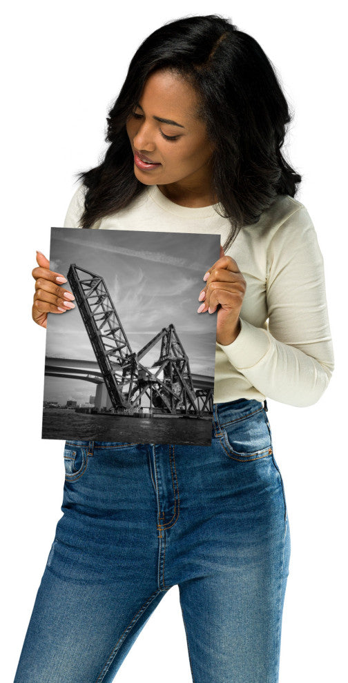 Modern Industrial Wall Decor: Train Drawbridge 2 Black & White Photo, 8" X 10"