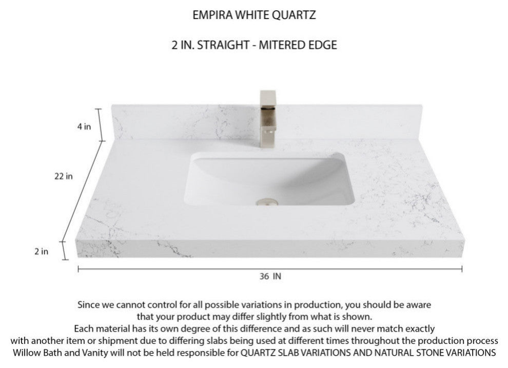 Elizabeth 36 Center Sink Bath Vanity in Light Natural Teak 2" Empira Quartz