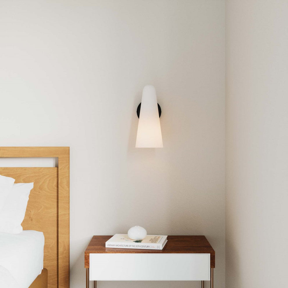 Sconce Wall Lamp Light Fixture, White Black, Glass