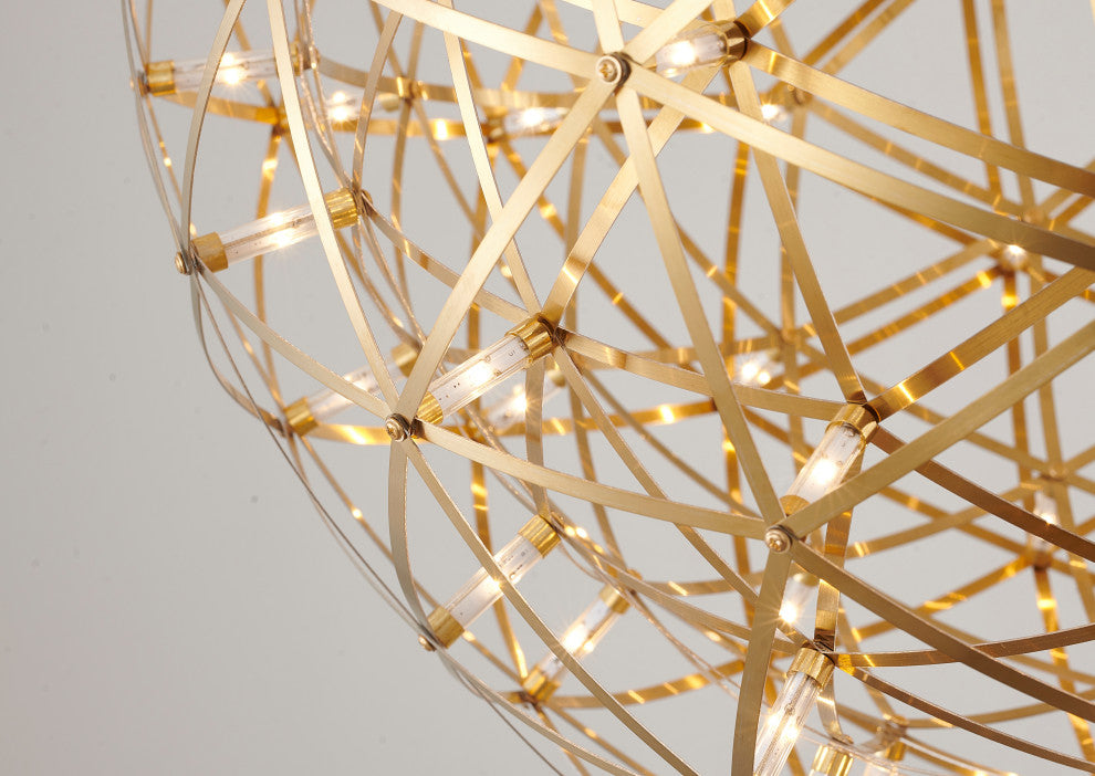 92-Light Gold Stainless Steel LED Chandelier With LED Star Lights