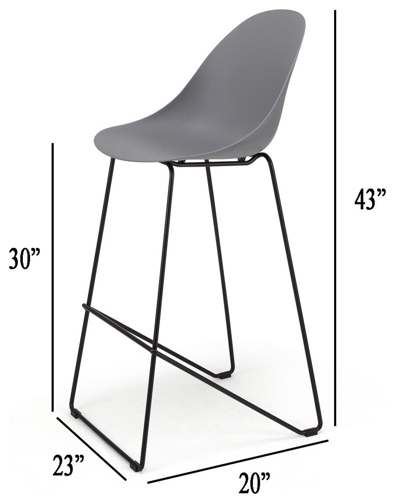 Seline Series ModernAccent Kitchen/Bar CounterStool w Black Steel Legs(Set of 2)