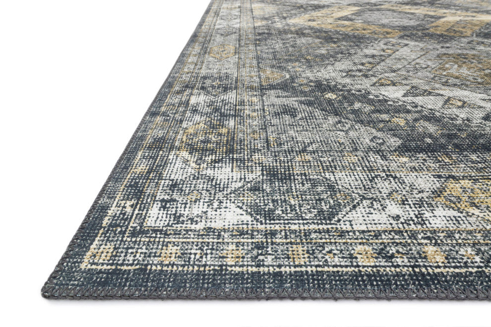 Graphite Silver Printed Skye Area Rug, Graphite/Silver, 1'6"x1'6" Sample