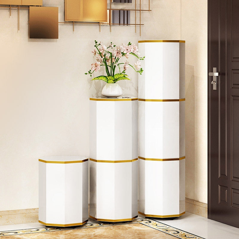 Round Swivel Shoes Storage Cabinet Tall And Narrow Shoe Cabinet Closet White, Small