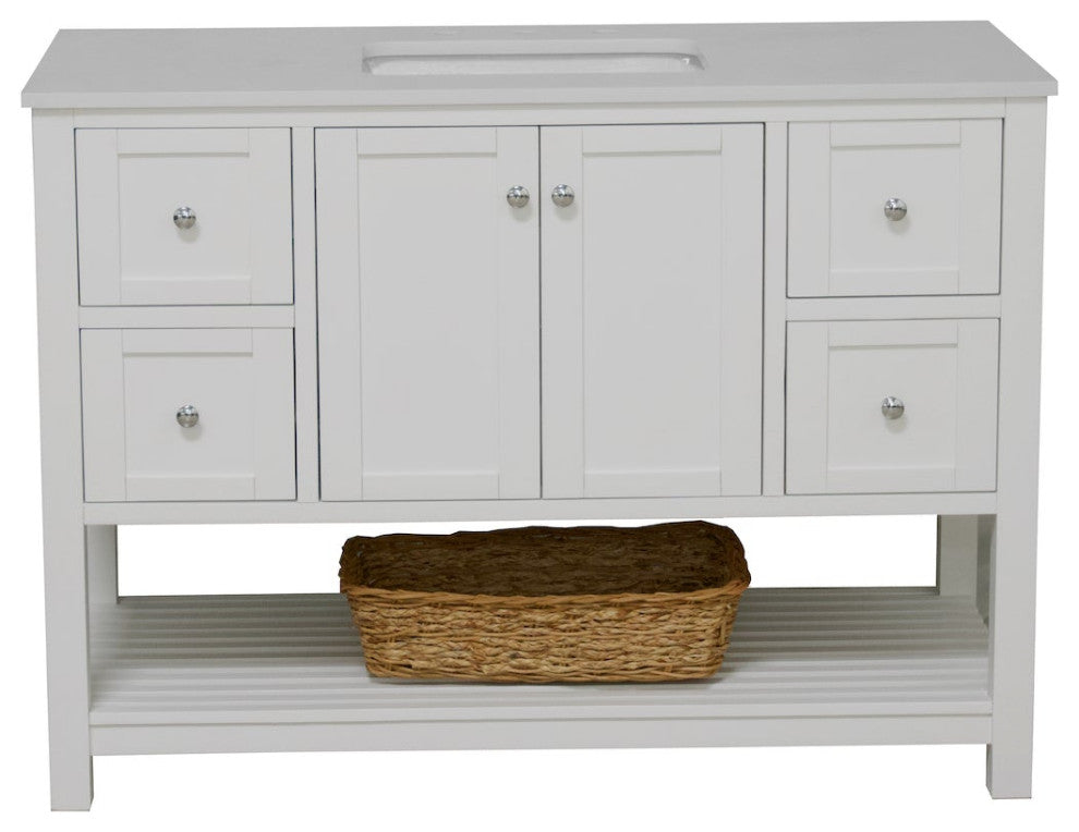 Kitchen Bath Collection Lakeshore 48" Vanity, White, Engineered White
