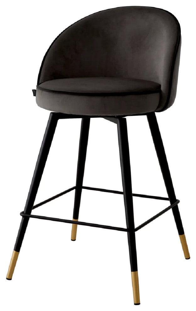 Swivel Counter Stools, Set of 2, Eichholtz Cooper, Black