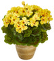 11" Geranium Artificial Plant, Ceramic Planter UV Resistant, Indoor/Outdoor