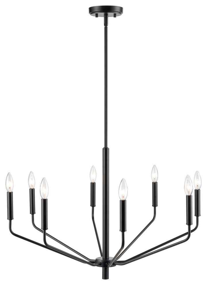8 Light 30 in. Matte Black Chandelier