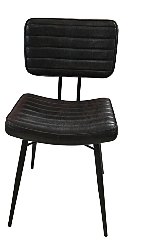 Misty Padded Leather Dining Side Chairs With Black Legs, Set of 2, Espresso