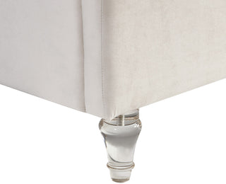 Kira Velvet Upholstered Bed, Cream, King