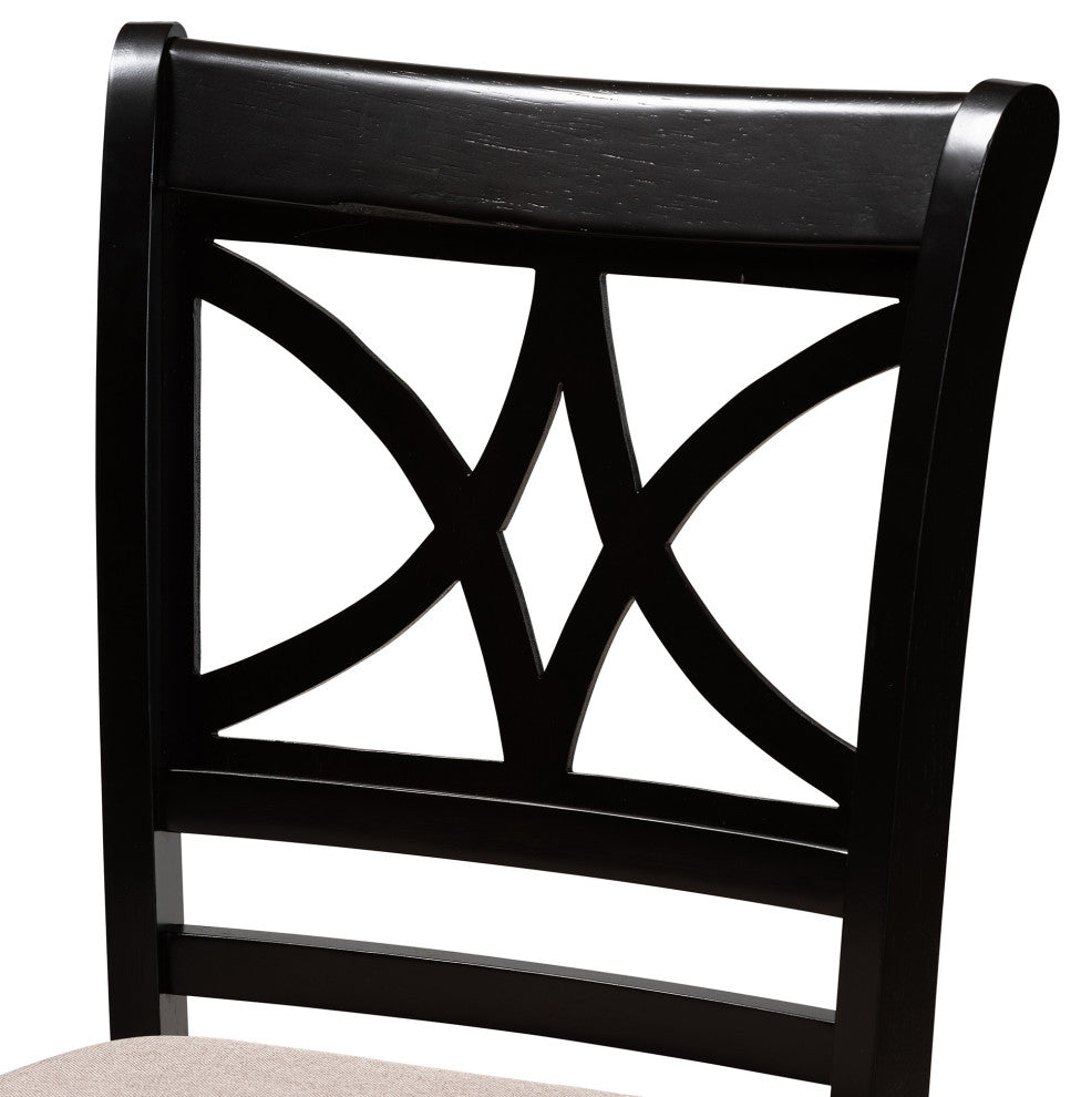 Chandler Sand Fabric and Espresso Brown Wood 2-Piece Counter High Pub Chair Set