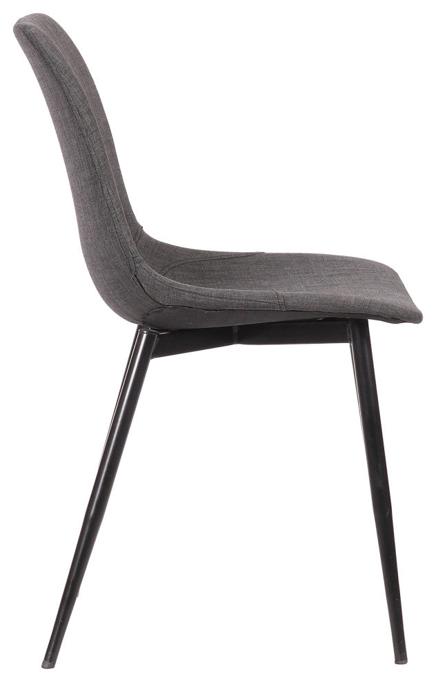 Monte Contemporary Dining Chair in Charcoal Faux Leather With Black Metal Legs