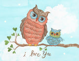 "I Love You" Baby Owl Nursery Art
