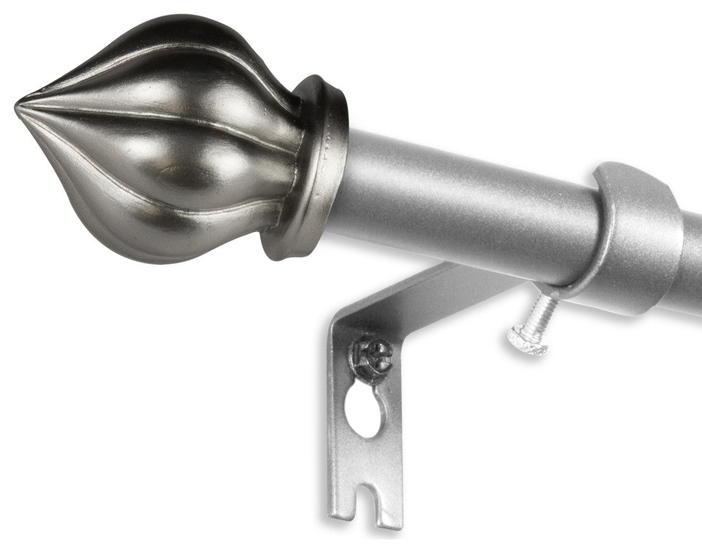 Meda 5/8" Curtain Rod, Satin Nickel, 28-48"